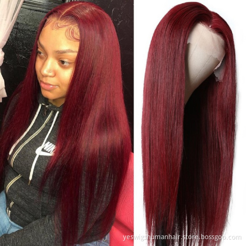 Yeswigs 99J 27 30 Colored Raw Mink Brazilian Virgin Cuticle Aligned Human Hair Hd Full Lace Front Wig Human Hair For Black Women